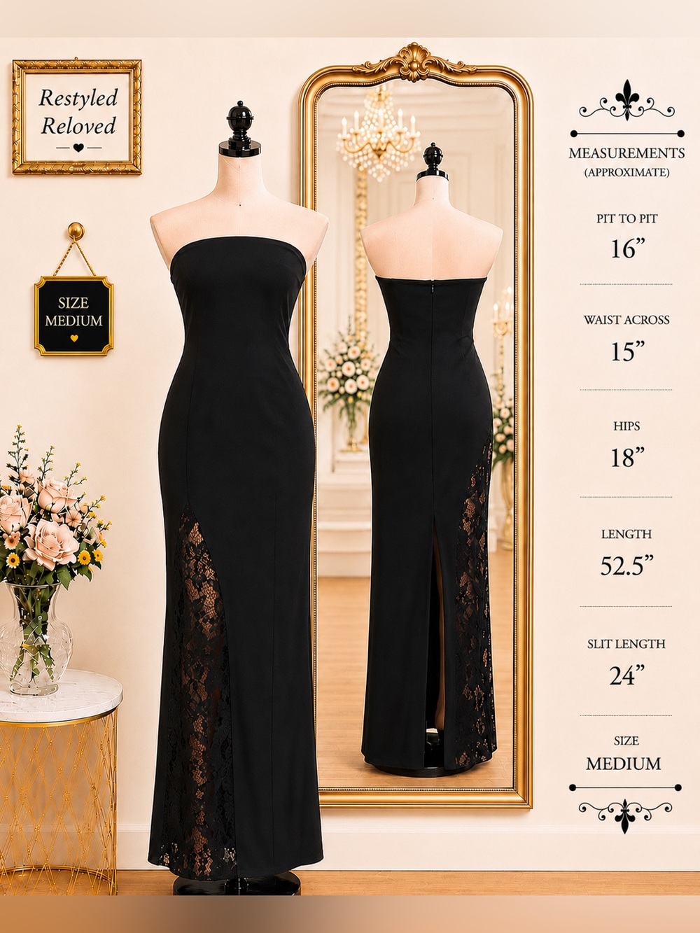 Lulu’s Irresistible Attitude Strapless Lace Column Maxi Dress Black Size Medium